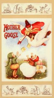 Red Rooster Mother Goose Nursery Rhyme Quilt Panel