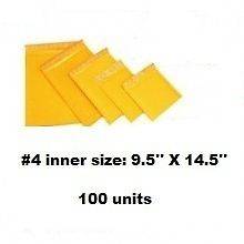 100 unit #4 size (9.5 x 14.5) Bubble Mailers Padded Envelopes