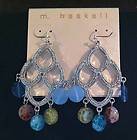 NEW Erica Lyons Dangle Earrings Silver Tone & Multi Colored Round 