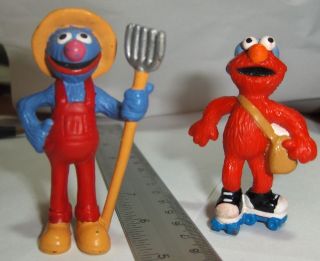   Muppets Farmer Grover Skater Elmo Toy PVC Figure Lot Cake Toppers