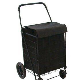 Large Shopping Cart With LinerSingle Basket BLACK Heavy Duty Storage 