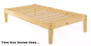 Twin XL Pine Wood Platform Bed Frame; Extra Long
