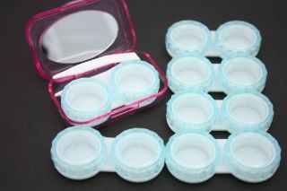 New 6 X Contact Lense Case&Compact With Mirror, Tweezer