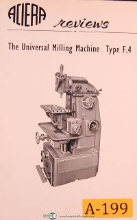   Type F4, Universal Milling Machine, REviews   Facts & Featrues Manual