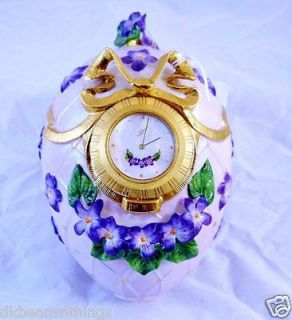House of Faberge By Franklin Mint Porcelain Egg Clock mother of pearl 