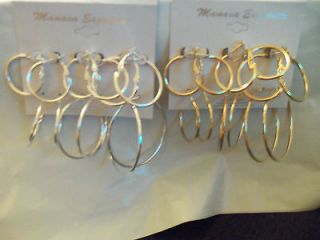   LOT 6 PAIR small & large HOOP earring SILVER ONLY girls NEW 1 2