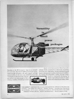 1962 Vintage Ad Garrett Gas Turbine Engine Republic Lark Helicopter