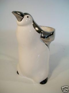 Department 56 Penguin Pitcher with Original Sticker Silver Finish 