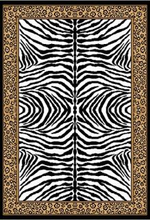   Leopard Print Bordered Area Rug Exotic Animal Modern African Carpet