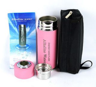 Alkaline Energy Flask Ionizer Water Bottle Ion pH Booster Cup W/ Case 