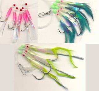 Cod Pollack & Mackerel Sea fishing Feather Rig lures (5 hook trace)