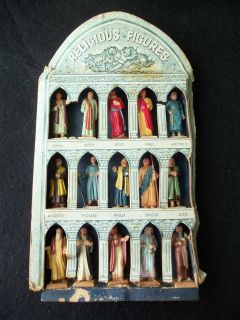 Vintage Miniature Religious Figures Set 15 SAINTS JESUS 