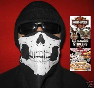 SET 4 Skull Face Mask Bandanas FREE Harley Davidson Decal