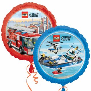   City Toys Birthday Party Fire Engine Police Boat Round Foil Balloon