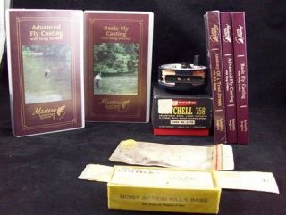 Vintage Lot FISHING GEAR FLY CASTING VIDEO BOOK GARCIA MITCHELL REEL 