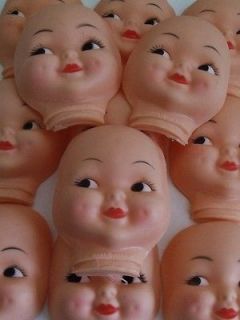 Lot of 12 Vintage Soft Plastic Vinyl Half Head Doll Face Girl Crafts 4 