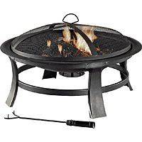   OUTDOOR 30 ROUND STEEL FIREPLACE FIREPIT WITH SCREEN, GRATE ETC
