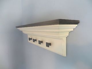 Distressed Crown Molding Floating Wall Shelf with Oil Rubbed Bronze 