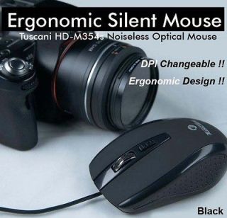   Silent USB 3Button Optical Mouse DPI Adjustable Noiseless Jet Black
