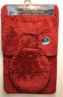 Plush 3 pcs bathroom rug set High Quality Beige green hot pink off 