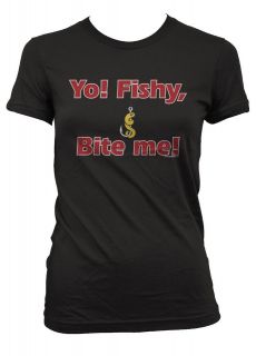 Yo Fishy, Bite Me  Funny Hook Lure Bait Sayings Fishing  Juniors T 