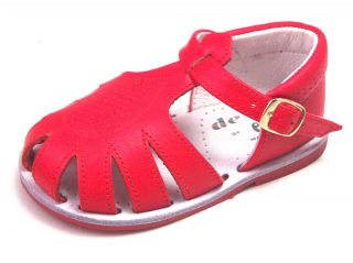   Spain  Baby Boy/Girls Red Leather Fisherman Sandal  Euro18 21 Sz2 5