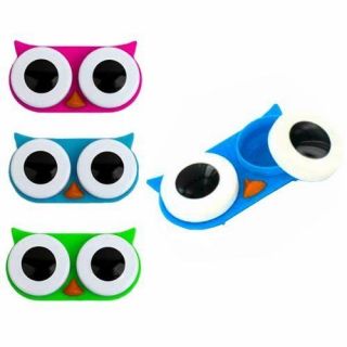 Kikkerland Owl Contact Lens Case Choice of Pink, Blue or Green Eye 
