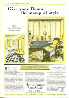 1920s BIG VINTAGE Armstrong Linoleum Floors William Clifford Interior 