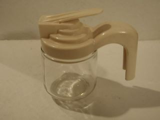 Vintage GEMCO Clear Glass Syrup Dispenser with Ivory Plastic Top