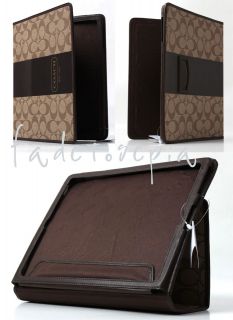   COACH KHAKI & LEATHER TABLET FOLIO CASE F77261 AUTHENTIC COVER STAND