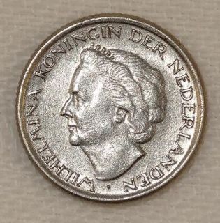 1948 Netherlands Nederlanden Whilhelmina Crown 10 Cent Coin