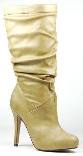 High Heel Fashion Round Toe Mid Calf Boot Paprika Razi s Black Brown 