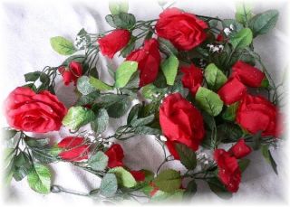 APPLE RED Silk Roses Garland Wedding Flowers Arch Decor