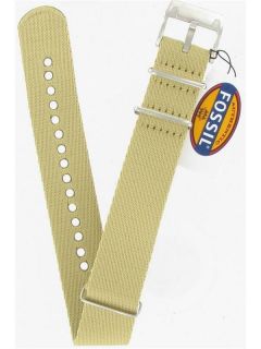 FOSSIL 22mm Tan Nylon Watch Band w/ DOUBLE KEEPERS