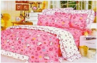 Queen Cotton Duvet Cover Hello Kitty Kids Bed Set 4pc