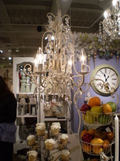 FRENCH SHABBY/VINTAGE CHIC WHITE BEADED CHANDELIER