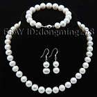   10 11mm white pink black fresh water pearl necklace bracelets earrings