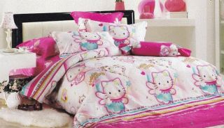   HELLO KITTY QUEEN SIZE BED SET 4PC WITH INSIDE FILLER KIDS TREAT NEW