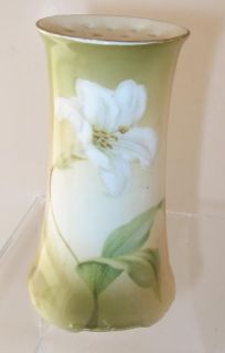   WHITE LILY PRUSSIA RS GERMANY PORCELAIN HATPIN HOLDER HAT PIN