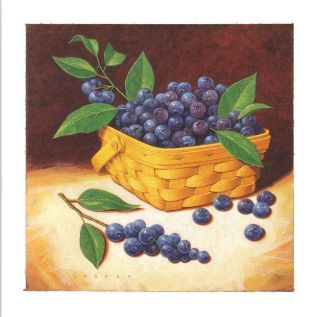 Longaberger Fruit Medley PRINT BLUEBERRIES Berry Basket