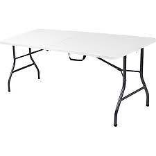 Mainstays 6 Foot Long Center Fold Table and White Plastic Folding 