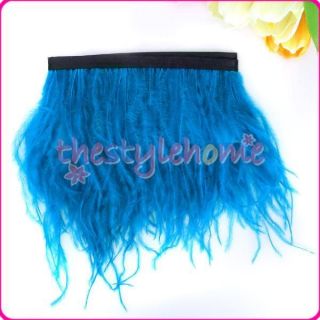   Dyed Ostrich Feather Fringe Trim Clothes bags Hat Decoration Accessory