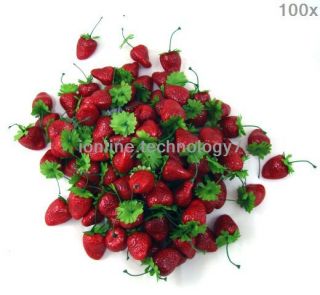 100 x fake strawberry artificial fruit faux food house kitchen party 