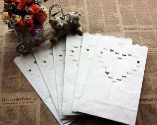10 Heart Wedding Candle White Paper Bag Lantern Outside Path 