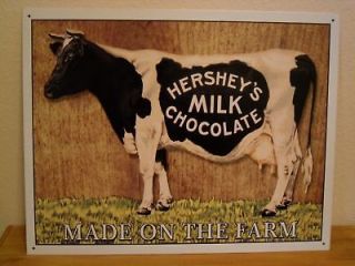 HERSHEYS CHOCOLATE ADVERTISING TIN METAL SIGN   COW