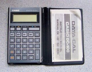 Vintage Casio Data Cal DC 100 Calculator Works W Case & Instructions