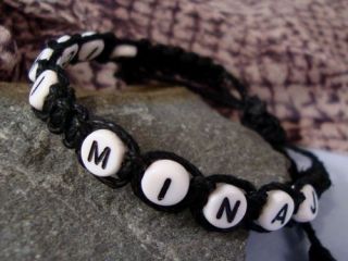   182 Black Hemp Bracelet Personalised Letter Beads Handmade Friendship