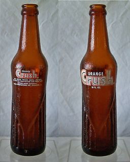 Vintage Amber Orange Crush ACL Soda Bottle Near Mint Condition 10 oz.