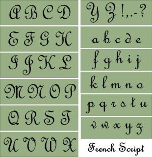 Primitive Stencil~Alphabet French Script~Letters Upper and Matching 