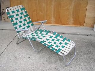   Aluminum Folding CHAISE LOUNGE Chair Yard Furniture Weaved Web Gr&Wh